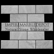 Carrara Marble Italian White Bianco Carrera 3x6 Marble Subway Tile Beveled Polished