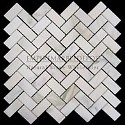 Calacatta Gold Italian Marble Herringbone Mosaic Tile Polished