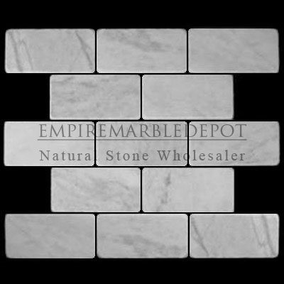 Carrara Marble Italian White Bianco Carrera 3x6 Marble Subway Tile Tumbled