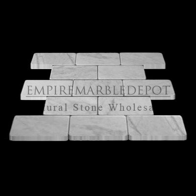 Carrara Marble Italian White Bianco Carrera 3x6 Marble Subway Tile Tumbled