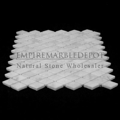 Carrara Marble Italian White Bianco Carrera Diamond Mosaic Tile Polished