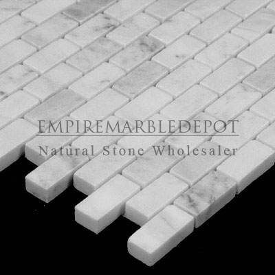 Carrara Marble Italian White Bianco Carrera Herringbone Mosaic Tile Polished