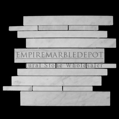 Carrara Marble Italian White Bianco Carrera Herringbone Mosaic Tile Honed