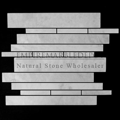 Carrara Marble Italian White Bianco Carrera Herringbone Mosaic Tile Polished