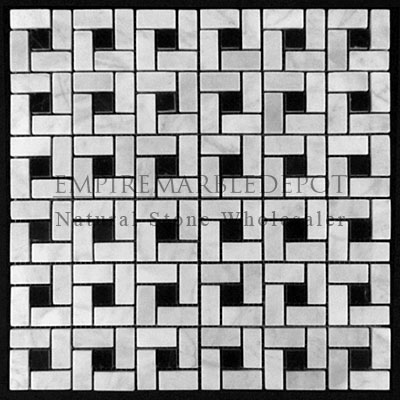 Carrara Marble Italian White Bianco Carrera Herringbone Mosaic Tile Polished