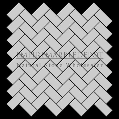 Bianco Dolomiti Marble Italian White Dolomite Herringbone Mosaic Tile Polished