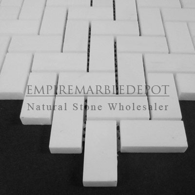 Bianco Dolomiti Marble Italian White Dolomite Herringbone Mosaic Tile Polished