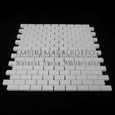 Bianco Dolomiti Marble Italian White Dolomite Herringbone Mosaic Tile Polished