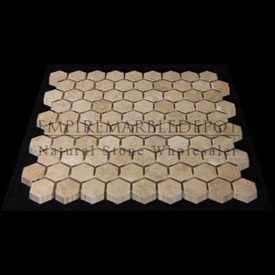 Crema Marfil Marble 1 inch Hexagon Mosaic Polished