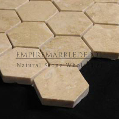 Crema Marfil Marble 1 inch Hexagon Mosaic Polished