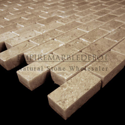 Crema Marfil Marble Herringbone Mosaic Tile Polished