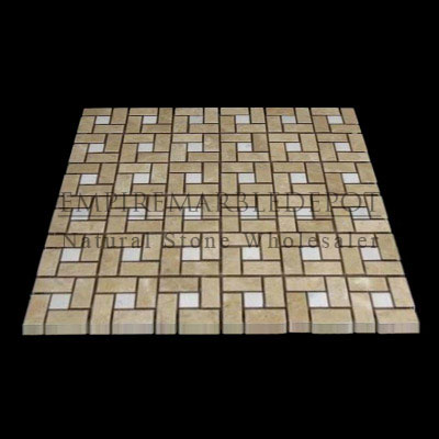 Crema Marfil Marble Herringbone Mosaic Tile Polished