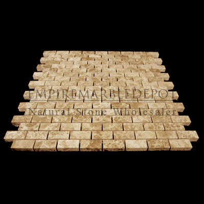 Light Emperador Marble Herringbone Mosaic Tile Polished