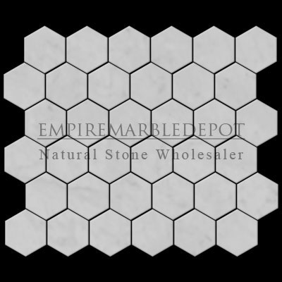 Statuary Crystal Marble Italian White Statuario 1 inch Hexagon Mosaic Polished